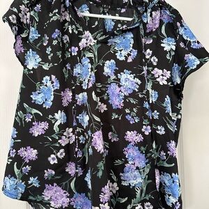 Iris Black and Blue Floral Blouse